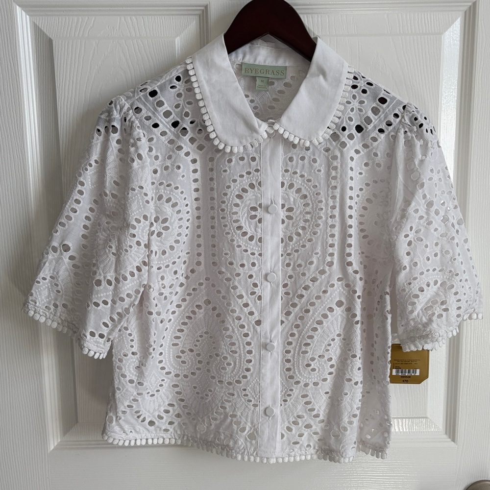 Ryegrass Women's White Eyelet Blouse